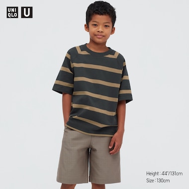 Kids U Striped Short-Sleeve T-Shirt, Dark Gray, Medium