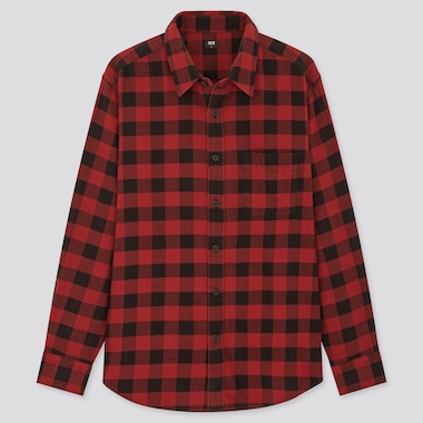 Men Flannel Checked Long-Sleeve Shirt (Online Exclusive), Red, Medium