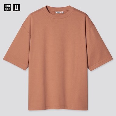 U Airism Cotton Oversized Crew Neck T-Shirt, Orange, Medium