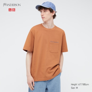 Men Blanket Stitch Short-Sleeve T-Shirt (Jw Anderson), Orange, Medium