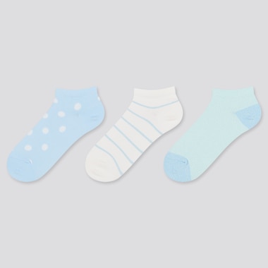 Girls Short Socks (3 Pairs), Light Blue, Medium