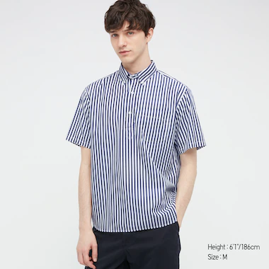 Extra Fine Cotton Broadcloth Short-Sleeve Shirt, Blue, Medium