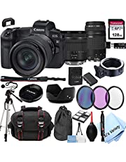 Canon EOS R Mirrorless Digital Camera with 24-105mm f/4-7.1 Lens Bundle + 75-300mm F/4-5.6 III Lens + 128GB Memory + Case + Filters + Tripod (26pc Bundle)