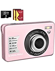 1080P Digital Camera 30MP Camera Compact Camera 2.7 inch Pocket Camera,8X Digital Zoom Rechargeable Small Digital Cameras for Kids, Students, Teens,Beginners with 32GB SD Card and 2 Batteries