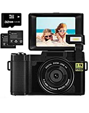 Digital Camera 2.7K 30MP with 3.0 Inch flip Screen Vlogging Camera for Kids,Students,Beginners Photography with 32GB Micro SD Card and 2 Batteries