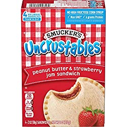 Smucker's Uncrustables Peanut Butter and Strawberry Jam Sandwiches, 2 Ounces (Pack of 4) (Frozen)