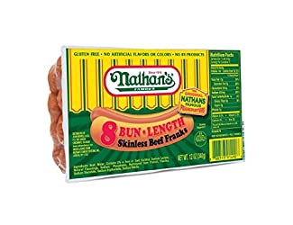 Nathans, 8 Bun Length Skinless Beef Franks, 12 Ounce