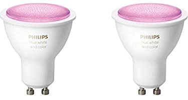 Philips Hue White and Colour Ambiance Smart Spotlight Twin Pack LED [GU10 Spot] with Bluetooth, Compatible with Alexa...