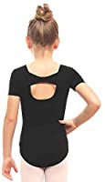 STELLE Girls Bow Back Short Sleeve Leotard for Dance, Gymnastics and Ballet