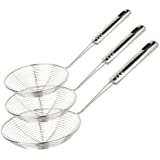 Spider Strainer Skimmer, Swify Set of 3 Asian Strainer Ladle Stainless Steel Wire Skimmer Spoon with Handle for Kitchen Fryin