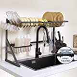 KORVOS Over The Sink Dish Drying Rack, Length Adjustable (26’’-36.2’’) Dish Rack for Kitchen Bowl Storage, Easy to Install, D