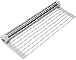 Surpahs Over The Sink Multipurpose Roll-Up Dish Drying Rack (Warm Gray, 17.5&quot; x 13.1&quot; - Small)