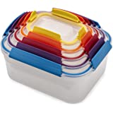 Joseph Joseph Nest Lock Plastic Food Storage Container Set with Lockable Airtight Leakproof Lids, 10-Piece, Multi-Color