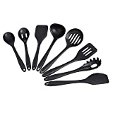 AmazonCommercial Non-Stick Heat Resistant Silicone Cooking Utensil Set, Set of 8 Utensils, Black