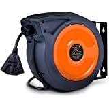 SuperHandy Extension Cord Reel Retractable Extra Long 12AWG x 50' Feet Industrial Polypropylene Ultra Heavy Duty 3C SJTOW Com