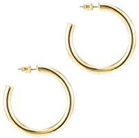 PAVOI 14K Gold Plated Hoop Earrings For Women | 3.5mm Thick Infinity Gold Hoops Women Earrings | Gold Plated Loop...