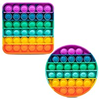 iBaste 2-PCS Rainbow Push & Pop Pop Bubble Sensory Fidget Toys for Kids and Adults, One Louder Side Push Bubbles Pop,...