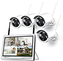 HeimVision HM243 1080P Wireless Security Camera System with 12 inch LCD Monitor, 8CH NVR 4Pcs Outdoor/Indoor WiFi...