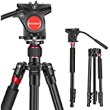 Neewer 2-in-1 Aluminum Alloy Camera Tripod Monopod 71.2"/181 cm with 1/4 and 3/8 inch Screws Fluid Drag Pan Head and Carry Ba