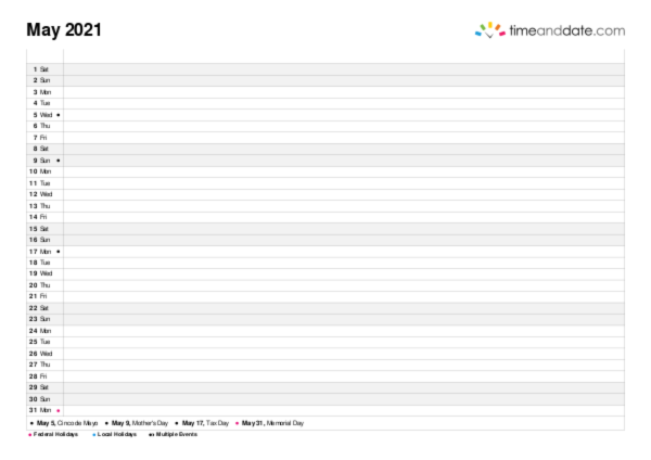 Family planner for 2021 in United States