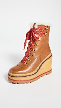 Tory Burch - Hiker Wedge 95mm Shearling Booties