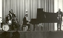 The Dave Brubeck Quartet in 1967; left to right: Joe Morello, Eugene Wright, Dave Brubeck and Paul Desmond