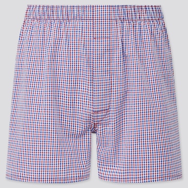 Men Woven Checked Boxers, Red, Medium