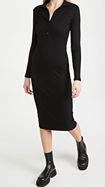 Enza Costa - Viscose Rib Knee Length Polo Dress