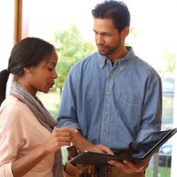 Homeowner talking to contractor