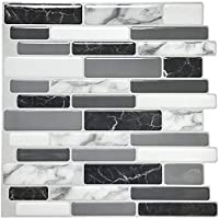 Art3d 10-Sheet Peel and Stick Wall Tile for Kitchen Backsplash, 12"x12", Grey Marble