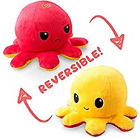 TeeTurtle | The Original Reversible Octopus Plushie | Patented Design | Red and Yellow | Show your mood without saying a...