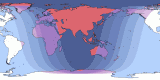 Map of Oct 28, 1985 eclipse viewability