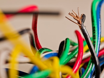 jumble of colored electrical wires