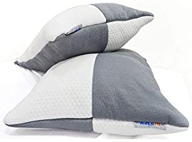 Wakefit Hollow Fiber Pillow, 68.58 Cm X 40.64 Cm, White And Grey, 2 Pieces