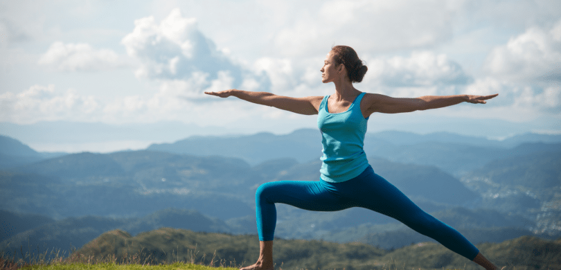 Woman doing yoga outside