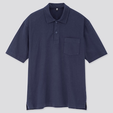 Men Cotton Jersey Oversized Polo Shirt (Online Exclusive), Blue, Medium