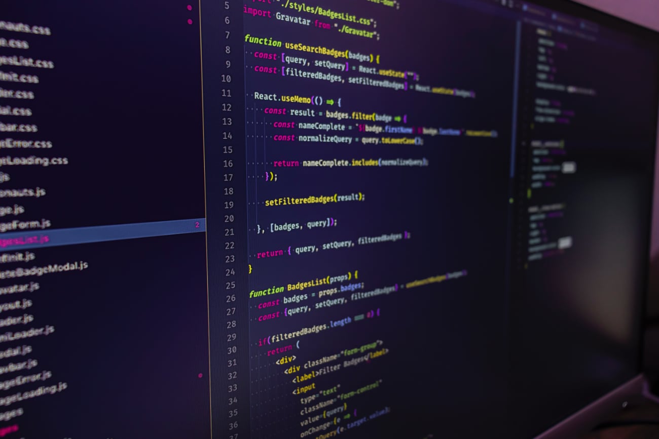 Photo of a code editor with React code.