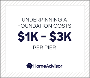 underpinning a foundation costs $1,000 to $3,000 per pier