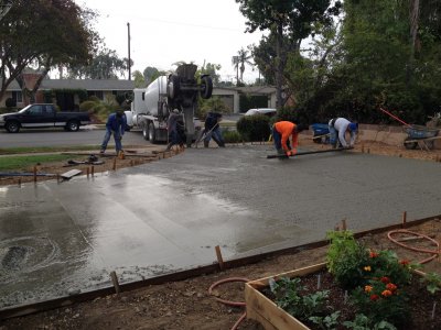 Concrete driveway installation