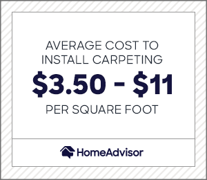 the average cost to install carpeting is $3.50 to $11 per square foot