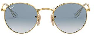 Ray-Ban occhiali da sole lente piana in sfumatura oro blu rotondi RB3447N 001/3F 50