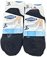 POMPEA Pack 6 Paia Fantasmini Uomo Blu Nero Bianco Cotone