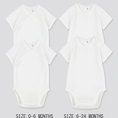 Newborn Crew Neck Short-Sleeve Bodysuit (Set Of 2), White, Medium