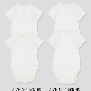 Newborn Cotton Mesh Inner Short-Sleeve Bodysuit (Set Of 2), White, Medium