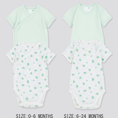 Newborn Joy Of Print Cotton Mesh Bodysuit (Set Of 2), Green, Medium