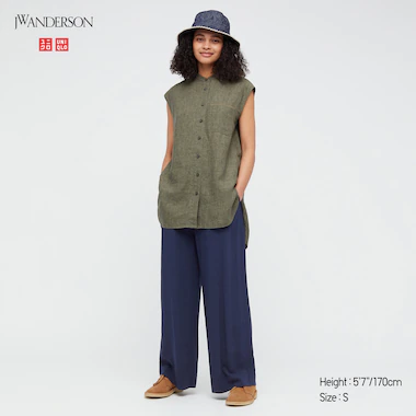 Women Easy Wide Pants (Jw Anderson), Navy, Medium