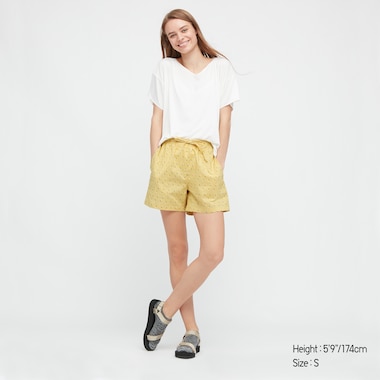 Women Cotton Relaco Shorts, Yellow, Medium