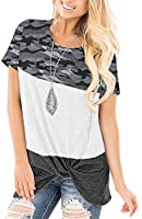 onlypuff Women's Long Sleeve Shirts Casual Side Twist Knotted Tunic Tops