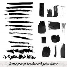 Illustration about Vector collection with grunge brush strokes and paint stains. Illustration of design, drawn, background - 55763125 Watercolor Texture, Pink Watercolor, Watercolor Background, Abstract Watercolor, Watercolor Illustration, Brush Strokes Painting, Black Splash, Distressed Texture, Vintage Grunge