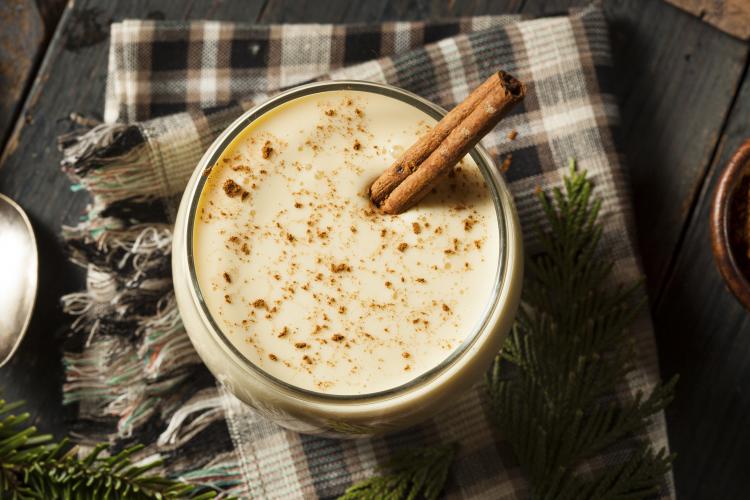 Homemade white holiday eggnog.